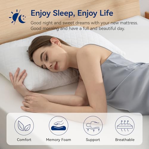 Amazon Basics Memory Foam Mattress, Soft Plush Feel, 8 Inch, Twin, White/Grey