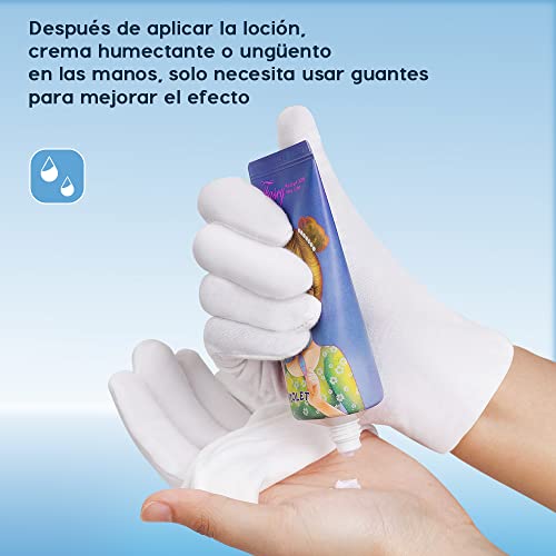 Rovtop White Gloves,12 Pairs Gloves For Dry Hands Eczema Hand Moisturizing, Sleeping Hand Mask Lotion Gloves #TOP3