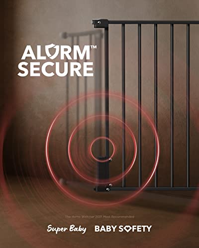 Ciays 29.5” To 45.3” Baby Gate For Stairs Doorways And House, 30” Height Extra Wide Auto-Close Safety Dog Gate For Pets With Secure Alarm, Pressure Mounted, Black #TOP1