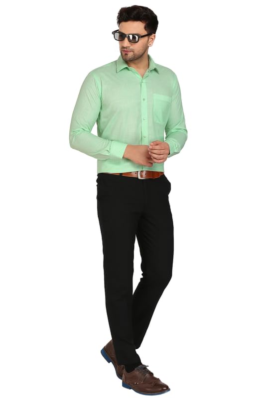 Image of 7-DAYS Men's Premium Striped Formal Shirt - Cotton Rich, Regular Fit, Full Sleeve, with Pocket, Wrinkle Resistant - Stylish Office & Everyday Wear.