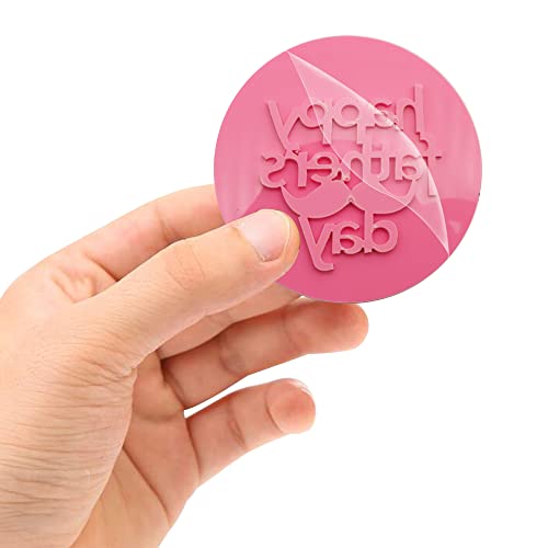 Father's Day Fondant Embosser"Happy Father's Day" Shape 3D Raised Design Cookie Stamps, Embosser Stamp For Fondant Stamp For Fondant, Icing, Cupcake, Cake Cookie Letter Stamp (Pink) #TOP1