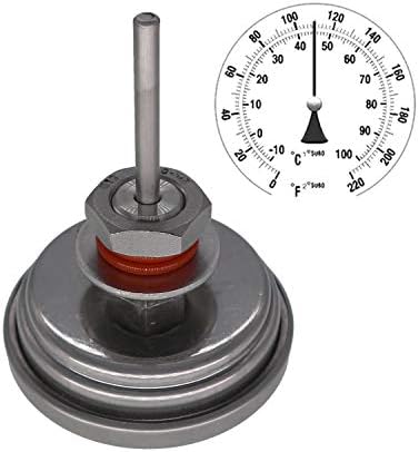 Homebew Weldless Bi-Metal Thermometer Kit, 3" Face & 2" Probe, 1/2" MNPT, 0~220F Degree, Beer Brewing Thermometer, Homebrew Kettle