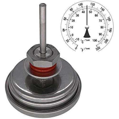 Homebew Weldless Bi-Metal Thermometer Kit, 3" Face & 2" Probe, 1/2" MNPT, 0~220F Degree, Beer Brewing Thermometer, Homebrew Kettle