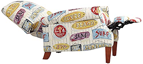 Kensington Hill Sunshine Beach Multi-Color Recliner Chair Coastal Armchair Comfortable Push Manual Reclining Footrest Adjustable Upholstered Bedroom Living Room Reading Home Relax Office Napping #TOP7