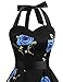 DRESSTELLS Vintage 1950s Cocktail Dress for Women, 50s 60s Retro Pinup Formal Wedding Guest Tea Party Halter Rockabilly Swing Floral Dress Blue Flower 3XL