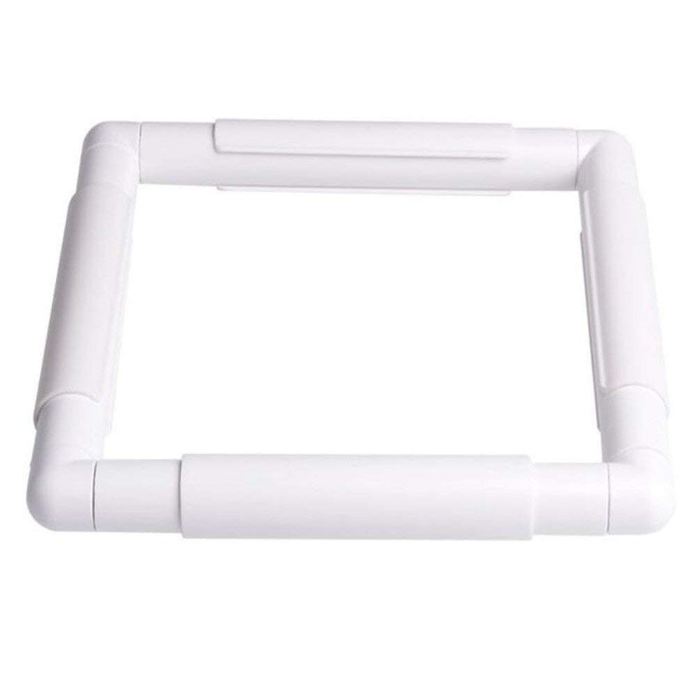 Ausuky 5 Sizes Square Rectangle Clip Plastic Embroidery Frame Cross Stitch Hoop Stand Lap Tool (20.3 * 20.3 Cm)