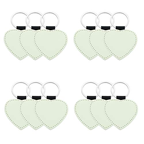 Image of 12 Pcs Sublimation Blank Keychains,PU Leather White Keychains Ornament Pendants for Man Women Crafts Heat Transfer