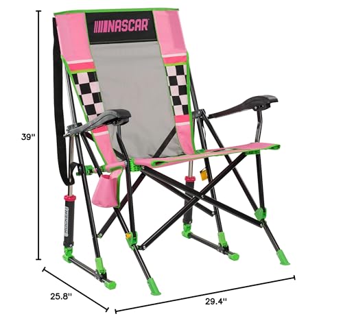 Silla Mecedora Plegable para Camping y Deportes GCI Outdoor NASCAR Roadtrip Rocker con Reposabrazos Duraderos y Porta Bebidas, Rosa miniatura 2