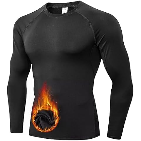 Sillictor Mens Thermal Top Long Sleeve Quick Dry Cycling Running Base Layer Mens Ski Underlayer Fleece Compression Sports Hiking Football Training T Shirts High Wicking Muscle Support 1512 Black L Cover
