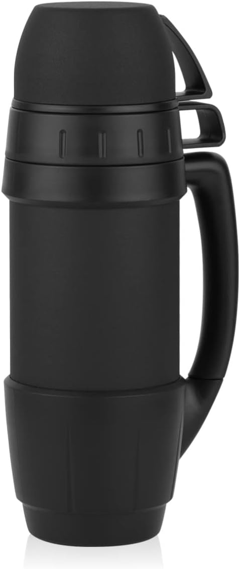 Kaave Thermo Bottle “bigBoy“ - 1l, 1.2l | Stainless Steel Flask for Hot Drinks | Vacuum Insulated with 2 Cups - BPA Free | Perfect for Hot Coffee & Tea Outdoor, Camping Work - Everywhere