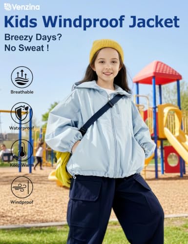 Image of Venzina Kids' Adventure-Ready Windproof Jacket Thermal-Insulated & Water-ResistantFixed Hood for Hiking, Camping, School