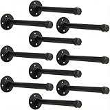 IAE Floating Pipe Shelves Bracket ,Wall Mounted Pipe Shelf for 6-16 in Depth Wood,Heavy-Duty 3/4' Iron , Pipe Shelving Brackets for Living Rooms, Kitchens, Bathrooms, and Home Offices,16 Inch 10 Pack
