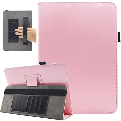 Universal 10 Inch Tablet Case, Universal 10.1 Inch Tablet Case, Viclowlpfe Protective Folio Stand Android Case for 9.6-11 Inch Tablet with Hand Strap and Cards Slots, Pink