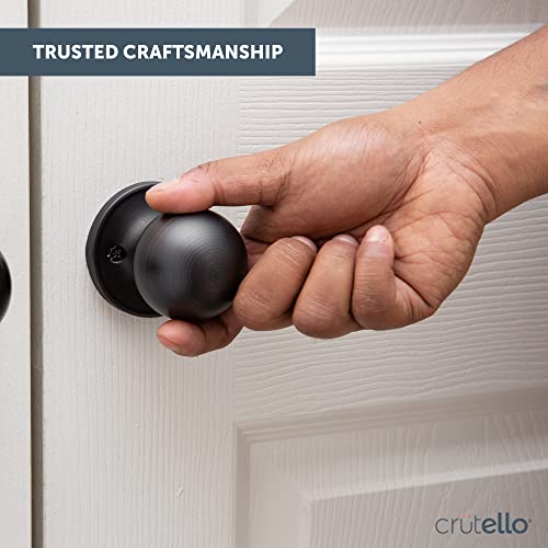 Crutello Passage Door Knob For Hall And Closet - Ball Style, Oil Rubbed Bronze Interior Keyless Non Locking Indoor Doorknob, Round Door Handle, Oil Rubbed Bronze, 10 Pack #TOP3