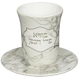 Ayuni Gifts of the World Porcelain Kiddush Cup Wine Goblet with Saucer for Shabbat and Holidays Faux