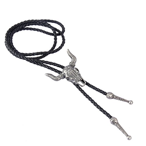 Image of Jeilwiy Bolo Tie for Men Western Cowboy Tie Necklace Gold Bolo Tie Leather Necktie Halloween Tie Accessories for Women
