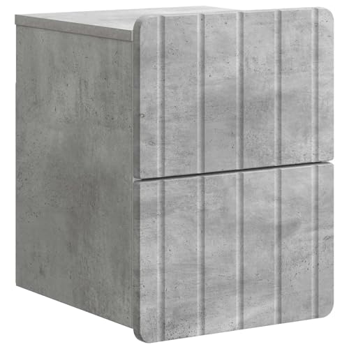Teenpull Mesita de noche montada en la pared, color gris hormigón, con 2 cajones, 33 x 34,5 x 43 cm, material de madera, mesa auxiliar para dormitorio, salón, pasillo, ahorra espacio, con espacio de