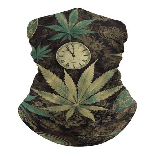 A Puff in Time Weed Marijuana Neck Gaiter UV Sun Protection Balaclava Breathable Ski Face Mask for Men Women Versatile Cover Scarf Bandana Head Wrap