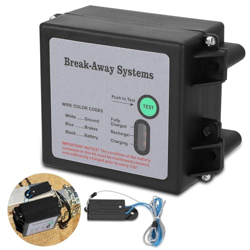 WODHMIEY Trailer Breakaway Kit with LED Battery Test, 12V Charger, Breakaway Switch and Battery Box, Complete Trailer Brakes Breakaway Kit and Trailer Brake System for Electric Trailer Brakes