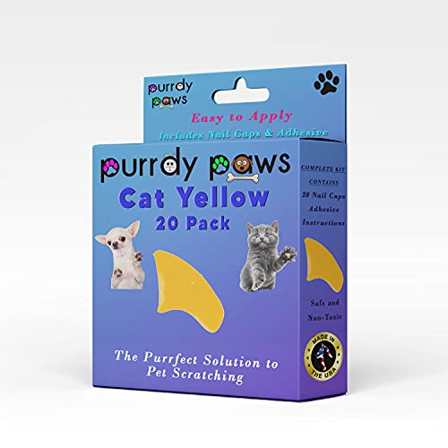 Purrdy Paws Soft Nail Caps for Cat Claws Yellow Medium