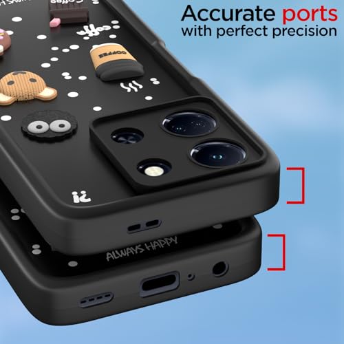 Image of Outlouders Back Cover for Infinix Note 30 5G | 3D Cartoon Cute Fun Bear | Silicone Full Body Protection Bumper Case (Black)