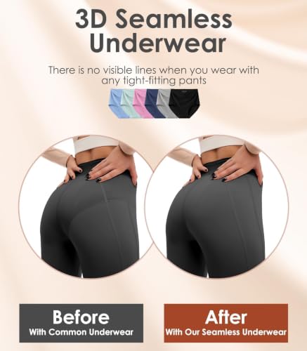 Image of Kalapa Seamless Womens Underwear High Waisted No Show Briefs Silky Stretch Breathable Full Coverage Ladies Panties Multi Pack