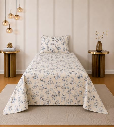 Image of RRC Floral Printed Bedsheet for Single Bed with Pillow Cover,60X90 Inches Single Bed Sheet, Elegant Bedroom Bedding, Comfortable Home Bedsheet, Pillow Cover Size 17 x 27 Inches