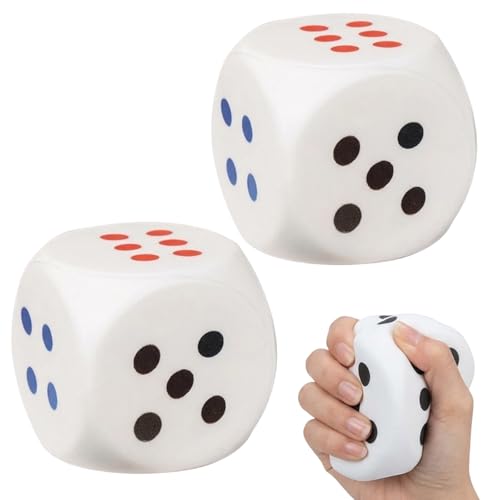 Large Dice Two 6cm Squishy Foam Dice Classroom Math Teaching Aids Stress Relief Fidget Toys Giant Dice Suitable For Party Favours for Adults Sensory Therapy Tools