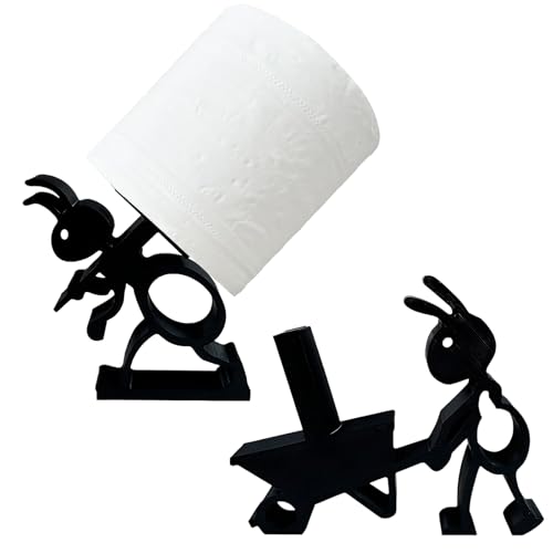 2 Pcs Toilettenpapierhalter Set,Lustige Funny Ant Toilettenpapierhalter,Ausgefallenes Design,3D-Gedruckt,Mit Stabilem Sockel,Keine Montage Erforderlich,Niedlic,Aber Robust,Kein Bohren Erforderl