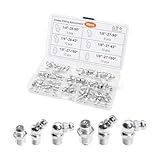 Zpana 60PCS Car Grease Fittings Kit, 1/4 & 1/8 Inch Vehicle Hydraulic Grease Fitting Assortment Kit with Straight 45° & 90° Angle, Automotive Accessories, Universal for SUV RV Truck