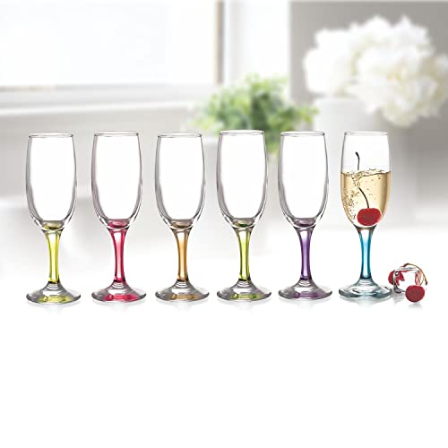 Image of CELLO Elegance Glass Champagne Tumblers, Set of 6, 210ml, Multicolour