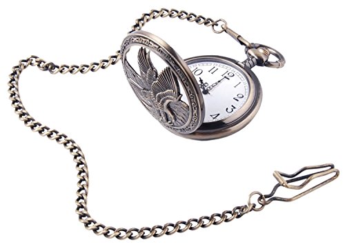 Shoppewatch Eagle Pocket Watch With Chain | Vintage Pocket Watch Quartz Movement | Half Hunter Arabic Numerals Pocketwatch Pw-65 #TOP2