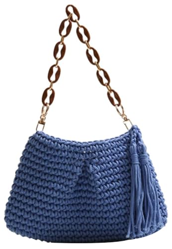 Clutch Purse for Women Woven Beach Bag with Tassel Summer Vacation Shoulder Bag Boho Underarm Handbag 2025