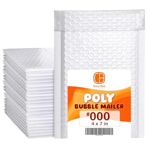 CozyBox 4x7#000 Poly Mailer Padded Shipping Envelope Self-Seal Waterproof Shipping Envelopes Business Supply Shipping Bubble Mailers (Pearl White, #000-4x7-500 Pack) Cover