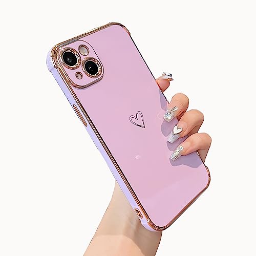 Coque iPhone 15 Plus cadeau idéal pour fille et femme motif cœurs violets romantiques