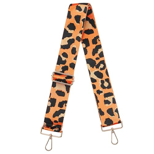 Image of uxcell Purse Strap Replacement, 31-51inch Adjustable Polyester Leopard 2inch Wide Crossbody Shoulder Strap for Handbag Guitar(Orange, Gold Buckle)