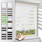 Zarnan – Zarnan Doppelrollo Klemmfix ohne Bohren Leinen 80x120cm(Stof