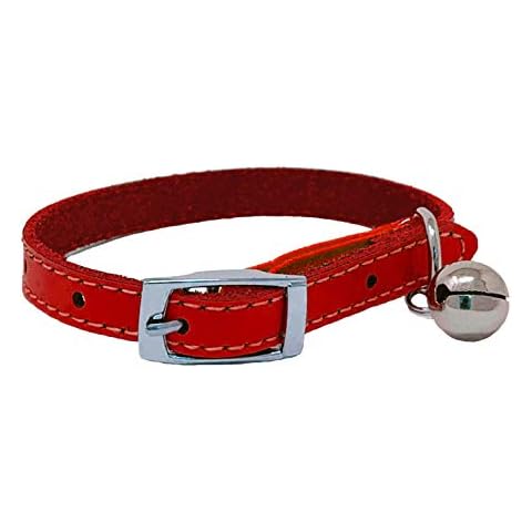 Real Leather Cat Collar with Safety Elastic Cover