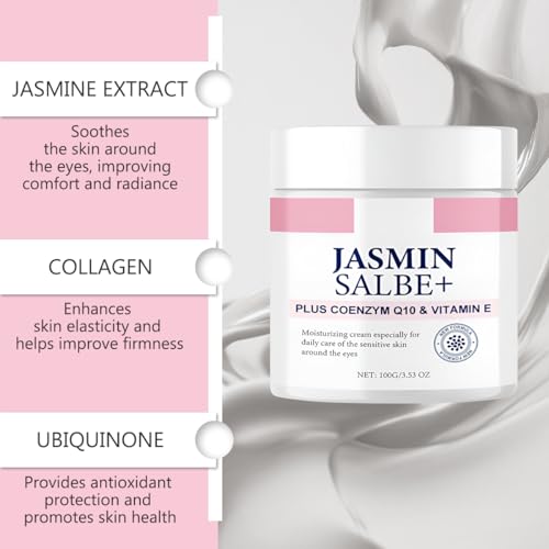 Jasminsalbe Plus,100ml Jasmin Salbe Augen, Augencreme Augenringe Schlupflider, Gegen Falten Augenstraffung Jasmin Creme, Entfernen Tränensäcke und Schwellungen Collagen Eye Cream