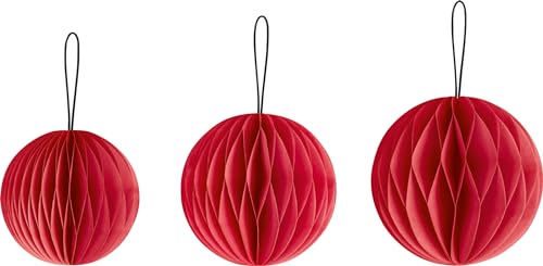 Set de boules en papier alvéolé Rouge Rouge