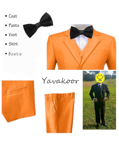 Image of Boys' Formal Suit 5 Piece Slim Fit Suits for Boy Kids Tuxedo Toddler Wedding Ring Bearer Outfit Teen Communion Dress