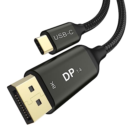 Ablink USB C auf DisplayPort 1.4 Kabel 5m [8K@60Hz, 4K@144Hz, 2K@240Hz] Thunderbolt 4/3 Kompatibel, 32.4Gbps, FreeSync/G-Sync/HDR Für MacBook Pro/Air, iMac, iPad Pro M4/M2, iPhone 15, XPS, Samsung