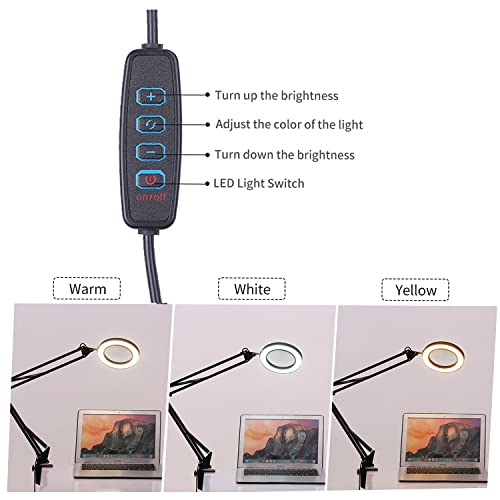 Lampe loupe LED 5x pince bureau réglable bras pivotant intensité variable