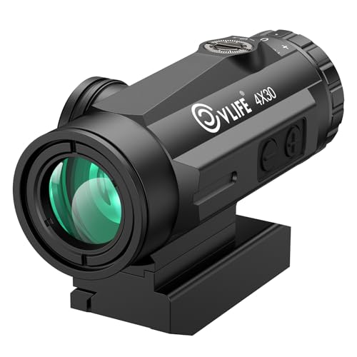 CVLIFE 4X Compact Prism Scope with Motion Awake Technology, 10 Levels Red Illuminated BDC Reticle,...