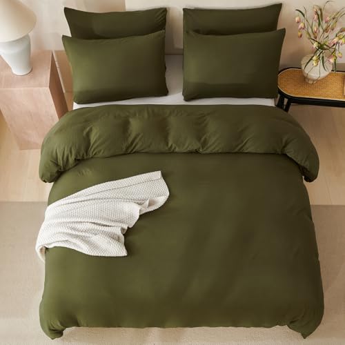 Parure de lit vert kaki en microfibre pour une chambre zen et décontractée - 4