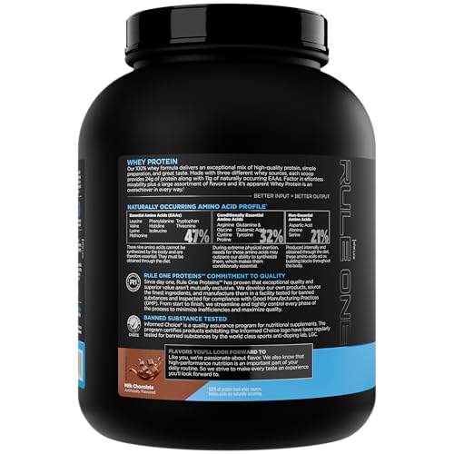 Image of Rule 1 Proteins Whey Protein - 24g Fast-Acting Protein from All-Whey Sources with Naturally Occurring EAAs & BCAAs for Workout Recovery or Anytime Use (5 Pounds, Milk Chocolate)