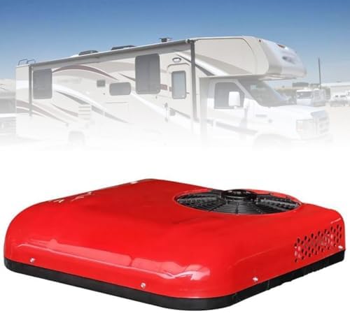 12V/24V RV Air Conditioner, Universal Rooftop AC for RVs, Vans & Trucks, High Efficiency Fast Cooling for Agricultural Vehicles & Excavators, Red-24V