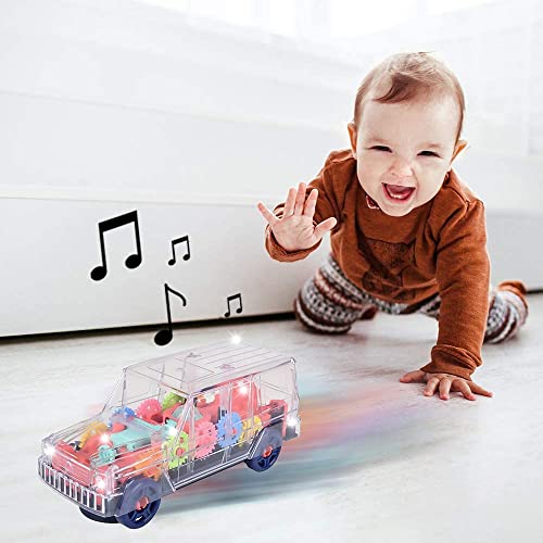 Artcreativity Light Up Transparent Suv For Kids, 1Pc, Bump And Go Toy Car With Colorful Moving Gears, Music, And Led Effects, Fun Educational Toy For Kids, Great Birthday Gift Idea #TOP5