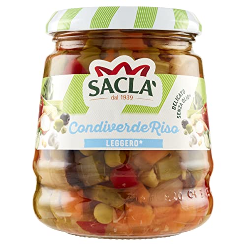 Saclà, Condiverde Riso Leggero, Condimento di Mix di Verdure per Insalata di Riso e altri Cereali, Senza Olio, Vaso Vetro, 290g (175g sgocciolato), Confezione da 12 pezzi