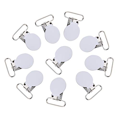 Image of 25mm Round Pacifier Clips, Suspender Snaps, DIY Clothes Accessories, for Making Pacifier Holders Bib Clips(White)